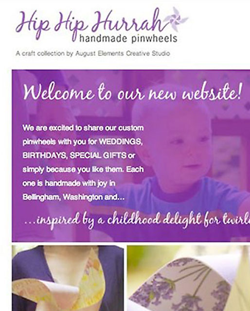 Designed the logo for this line of handmade pinwheels, then developed a site to showcase the product and share ideas for using them.